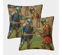 kaiyun I cavalieri sguainarono le spade e si misero uno di fronte all'altro Fodera Per Cuscino Decorazioni Per La Casa Per Uomini E Donne,soggiorno,camera Da Letto,divano,poltrona 45x45cm 2 Pacchi