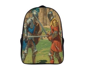 kaiyun I due cavalieri stavano l'uno di fronte all'altro con le spade sguainate Zaino Bambini, Borsa Da Scuola Ragazzi E Ragazze Zaini Con Tasche Laterali Per Adolescenti 39x29x16cm