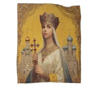 kaiyun Icona di un santo che indossa una corona e tiene una croce Coperta Morbidi E Caldi Lenzuola in Flanella Stampata Per Letti E Divani 60x80inch(150x200cm)