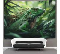 kaiyun Iguana verde nella foresta Tapestry Wall Hanging -Fauna selvatica Bedspread,Blanket Throw Tapestries for Living Room,Home Decor 130cmx150cm