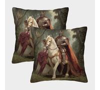 kaiyun Il bel cavaliere e la sua splendida regina Fodera Per Cuscino Con Cerniera Invisibile Decorativo Sedie Soggiorno Camera Da Letto 40x40cm 2 Pacchi