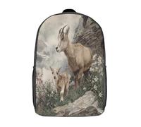 kaiyun Il Capretto e sua Madre su una Scogliera Rocciosa Sacchetti Di Scuola Elementare Ragazzi Bambina Zaino Asilo Bambino Zaini Scuola Bambini Zainetto 17inch