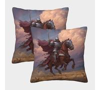 kaiyun Il cavaliere cavalcava un nobile destriero Fodera Per Cuscino Quadrata A Tema 3D Con Stampa Digitale 40x40cm 2 Pacchi Adatta Per La Decorazione Del Letto Di Casa All'aperto Modello