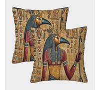 kaiyun Il dio egizio Thoth con uno scettro e un ankh Fodera Per Cuscino Con Motivo Per Cuscino Decorazione Della Casa Uomini E Donne Soggiorno Camera Da Letto Divano Poltrona 40x40cm 2 Pacchi