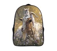 kaiyun Il Gattino Giace Pigramente sulla Testa della Capra. Zainetto Per Scuola Sport E Viaggi Adolescenti Borsa Da Scuola Leggero Sacchetti 39x29x16cm