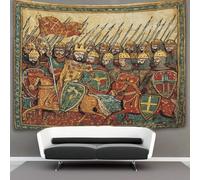 kaiyun Illustrazione di manoscritto medievale, grande scena di battaglia Arazzo Appendere Alla Parete, Arte Murale Estetico Per La Decorazione Della Casa,per Soggiorno,camera Da Letto,130cmx150cm