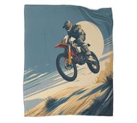 kaiyun Illustrazione di motocross e pilota che saltano sulle dune di sabbia Coperta in Flanella Coperte Morbide E Leggere Per Tutte Le Stagioni Lenzuola Casa E Viaggio 40x50inch(100x130cm)