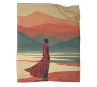 kaiyun Illustrazione Pop Art Coperta in Flanella Donna che cammina sulla spiaggia Coperte Morbide E Leggere Per Tutte Le Stagioni Lenzuola Casa E Viaggio 50x60inch(127x152cm)