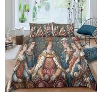 kaiyun Illustrazioni di manoscritti medievali Copripiumino E Federa, Set Di Biancheria Da Letto Per Sacco Copri Piumone Microfibra Stampa 3D Per Adulti, Adolescenti Double（200x200cm）