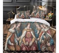 kaiyun Illustrazioni di manoscritti medievali Set Copripiumino 3 Pezzi, in Microfibra Set Di Biancheria Da Letto Per, 3D Stampa Per Adulti, Adolescenti Super King（260x220cm）
