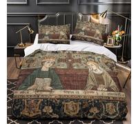 kaiyun Illustrazioni di manoscritti medievali Set Di Biancheria Da Letto 3D Con, Con Chiusura Lampo E Federe, in Microfibra Copripiumino, Set Da 3 Pezzi, Per Adulti E Bambini Super King（260x220cm）