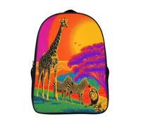 kaiyun Immagine pop art di paesaggio africano, giraffa, leone, zebra Zaino Per Ragazzi Adolescenti Cartella Scuola Casual Borse Studenti Della Zainetto Scolastico Backpack 16 inch