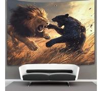 kaiyun Immagine realistica Arazzo Da Parete Con Stampa Digitale, in Morbido Tessuto in Microfibra,decorazione Per Camera, Motivo:Leone And Leopard,70cmx100cm