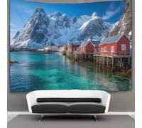 kaiyun Incantevoli villaggi di pescatori nelle isole Lofoten Tappeto,arazzo Da Parete,Decorazione Parete Per La Casa Tappezzeria Con Stampa in Alta Definizione () 150cmx200cm