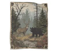 kaiyun La Coperta Cervi e orsi nella foresta E Il Copridivano Letto Sono Morbidi E Confortevoli Al Tatto,adatti Per Riscaldare Tutta La Famiglia 40x50inch(100x130cm)