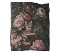 kaiyun La Coperta Libri, gatti E Il Copridivano Letto Grandi piante di peonia Sono Morbidi E Confortevoli Al Tatto,adatti Per Riscaldare Tutta La Famiglia 80x90inch(200x230cm)