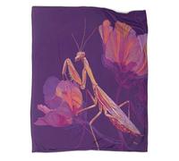 kaiyun La Coperta Mantide religiosa davanti a fiori viola E Il Copridivano Letto Sono Morbidi E Confortevoli Al Tatto,adatti Per Riscaldare Tutta La Famiglia 40x50inch(100x130cm)