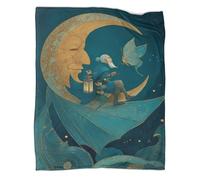 kaiyun La luna, come un vecchio, fluttua nell'universo - Coperta Calda E Versatile Per Divani, Trapunta Da Viaggio Morbida E Accogliente,40x50inch(100x130cm)