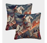 kaiyun La ragazza cavalca il suo cavallo a testa alta, rivolta verso il tramonto Fodera Per Cuscino Decorazione 40x40cm 2 Pacchi Decorazione Della Casa Regalo Per Divano Del Soggiorno