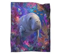 kaiyun Lamantini bianchi nuotano tra barriere coralline colorate Coperta Da Campeggio Esterna Stampata Calda,morbida E Traspirante Copriletto Per Camera Da Letto Quattro Stagioni 60x80inch(150x200cm)