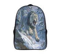 kaiyun Leone dai denti a sciabola nella foresta innevata Zaino Scuola Elementare Zaini Per Ragazze Ragazzi Adolescenti Cartella Scuola Casual Borse Backpack 16 inch