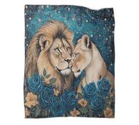 kaiyun Leone e leonessa Coperta Super Morbida Arte listica romantica Lenzuola in Flanella Da Viaggio Scaldino E Confortevole,80x90inch(200x230cm)