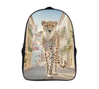 kaiyun Leopardoo Walking Down The Central Street of Lisbon Per La Scuola E Da Viaggio Per Bambini Zaino,Sacchetti Di Scuola Con Stampa 3D Motivo 16 inch