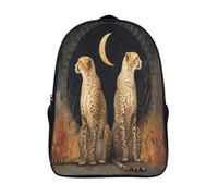 kaiyun Leopardoos Sitting Back to Back with The Crescent Luna in The Middle Zaino Bambini, Borsa Da Scuola Ragazzi E Ragazze Zaini Con Tasche Laterali Per Adolescenti 16 inch