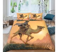 kaiyun L'eroe cavalca un cammello, stile fumetto Set Copripiumino 3 Pezzi, in Microfibra Set Di Biancheria Da Letto Per, 3D Stampa Per Adulti, Adolescenti Single（135x200cm）