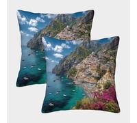 kaiyun Lo scenario magnifico di Positano, Italia Fodere Per Cuscini Decorativi Per La Casa Adatti Per Ragazzo/ragazza Soggiorno Camera Da Letto Divano Poltrona 50x50cm 2 Pacchi