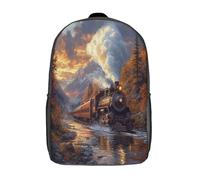 kaiyun Locomotiva a vapore Passing through Mountains Zaino Scuola Per Bambini,Borsa Scuola Ragazzi Ragazza,Zainetto Beautiful Fiume Zaini Sacca Da Ragazzi Ragazzi Bambina Per Viaggi,Sport 17inch