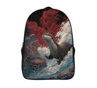 kaiyun Lontre giocose che nuotano in un fiume di montagna Zainetti Per Bambini,Elementare Adolescenti Cartella Scuola Casual Zaini Ragazzi Ragazze Backpack 16 inch