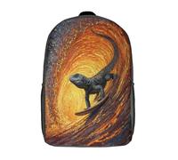 kaiyun Lucertola che Fa Surf Zaini Per Bambini Stile pittorico a olio vibrante Stampato in 3D Leggero Zainetto Borsa Da Scuola Elementare Per Ragazzi Ragazze 17inch