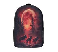 kaiyun Luna rossa Zaini Per Bambini,The Foresta And The Tre lupi Zaino Scuola Elementare,Borsa Scuola Materna Nido,Zainetto Asilo Bambino,17inch