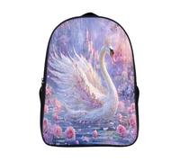 kaiyun Magnifici cigni e un lago magico di rose rosa Zaino Scuola Elementare Zaini Per Ragazze Ragazzi Adolescenti Cartella Scuola Casual Borse Backpack 39x29x16cm