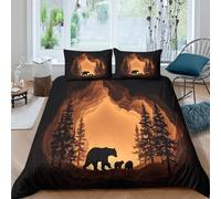 kaiyun Mamma Orsa e Cuccioli, Grotta Debolmente Illuminata Morbido Set Di Biancheria Da Letto Set 3D Motivo Stampata Copripiumino E La Federa Del Cuscino, Per Ragazzo,ragazza Double（200x200cm）