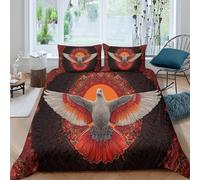 kaiyun Mandala, Silhouette di una colomba in volo Set Copripiumino Con Stampa 3D Set Di Biancheria Da Letto,morbida Microfibra, Federe, Per Adulti, Adolescenti, Bambino,Double（200x200cm）