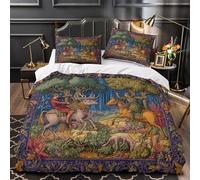 kaiyun Manoscritti miniati di caccia medievale - Set Copripiumino 3D Con Stampa,con Federa Biancheria Da Letto, in Microfibra,ragazza Super King(260x220cm)