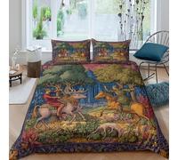 kaiyun Manoscritti miniati di caccia medievale - Set Copripiumino 3D Con Stampa,con Federa Biancheria Da Letto, in Microfibra,ragazza Double(200x200cm)