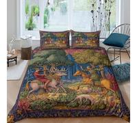 kaiyun Manoscritti miniati di caccia medievale Set Copripiumino Con Stampa 3D Set Di Biancheria Da Letto,morbida Microfibra, Federe, Per Adulti, Adolescenti, Bambino,King(220x240cm)