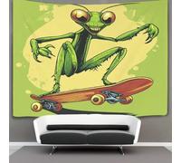 kaiyun Mantide religiosa con skateboard Arazzo Da Parete,Tapestry Wall 3D Stampa Disegno a Fumetto,Utilizzato in Camera Da Letto,Soggiorno,Copriletto,Decorazione Murale 70cmx100cm