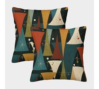 kaiyun Mid-Century Modern Patterns Fodera Per Cuscino Moderna Colori retrò dell'era atomica Cuscino Casa Camera Da Letto Divano Auto Ufficio Esterno 50x50cm 2 Pacchi