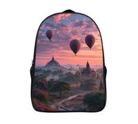 kaiyun Mongolfiere fluttuano sopra antichi templi e giungle Zaino Scuola Bambino Bambina Zainetto Grande Per Bambini Sacchetti Di Scuola Casual Leggero 39x29x16cm