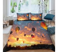 kaiyun Mongolfiere riempivano il cielo a ritmo perfetto Biancheria Da Lettoset Da 3 Pezzi, Stampa A Copripiumino 3D, in Microfibra Con Cerniera E Federa Per Ragazzo, Ragazza Double（200x200cm）