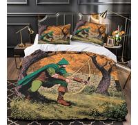 kaiyun Motivo in Stile Piatto di Robin Hood Set Di Biancheria Da Letto 3D Con, Con Chiusura Lampo E Federe, in Microfibra Copripiumino, Set Da 3 Pezzi, Per Adulti E Bambini Super King（260x220cm）