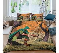 kaiyun Motivo in Stile Piatto di Robin Hood Stampata Copripiumino 3D - Set Di Biancheria Da Letto Per Con E Federa,microfibra Set 3 Pieces Per Adulti, Adolescenti Double（200x200cm）