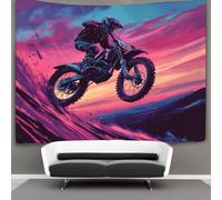 kaiyun Moto da enduro Arazzi Estetica - Arazzo Da Parete Indie Decorazione Della Stanza Stile arte digitale anni '80 Appeso A Parete, Arte Da Parete 130cmx150cm
