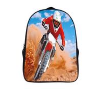 kaiyun Motocross Zaini Per Bambini,Sfrecciando tra le dune di sabbia Zaino Scuola Elementare,Borsa Scuola Materna Nido,Zainetto Asilo Bambino,16 inch