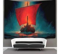 kaiyun Navi lunghe vichinghe con vele rosso acceso Arazzo Da Parete, Wall Tapestry Decorazione Interna 130cmx150cm