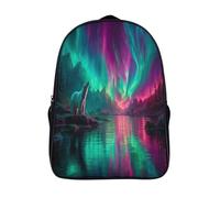 kaiyun Neon Orso Polare at Night Per La Scuola E Da Viaggio Per Bambini Zaino,Sacchetti Di Scuola Con Stampa 3D Aurora boreale Motivo 16 inch